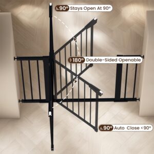 Mumeasy 36" High Extra Tall Dog Gate, 29.6"-40.5" Wide Pressure Mounted Tall Baby Gate for Dog, Auto Close Pet Gate with Door for Stairs,Doorways,House,Black