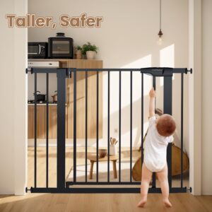 Mumeasy 36" High Extra Tall Dog Gate, 29.6"-40.5" Wide Pressure Mounted Tall Baby Gate for Dog, Auto Close Pet Gate with Door for Stairs,Doorways,House,Black