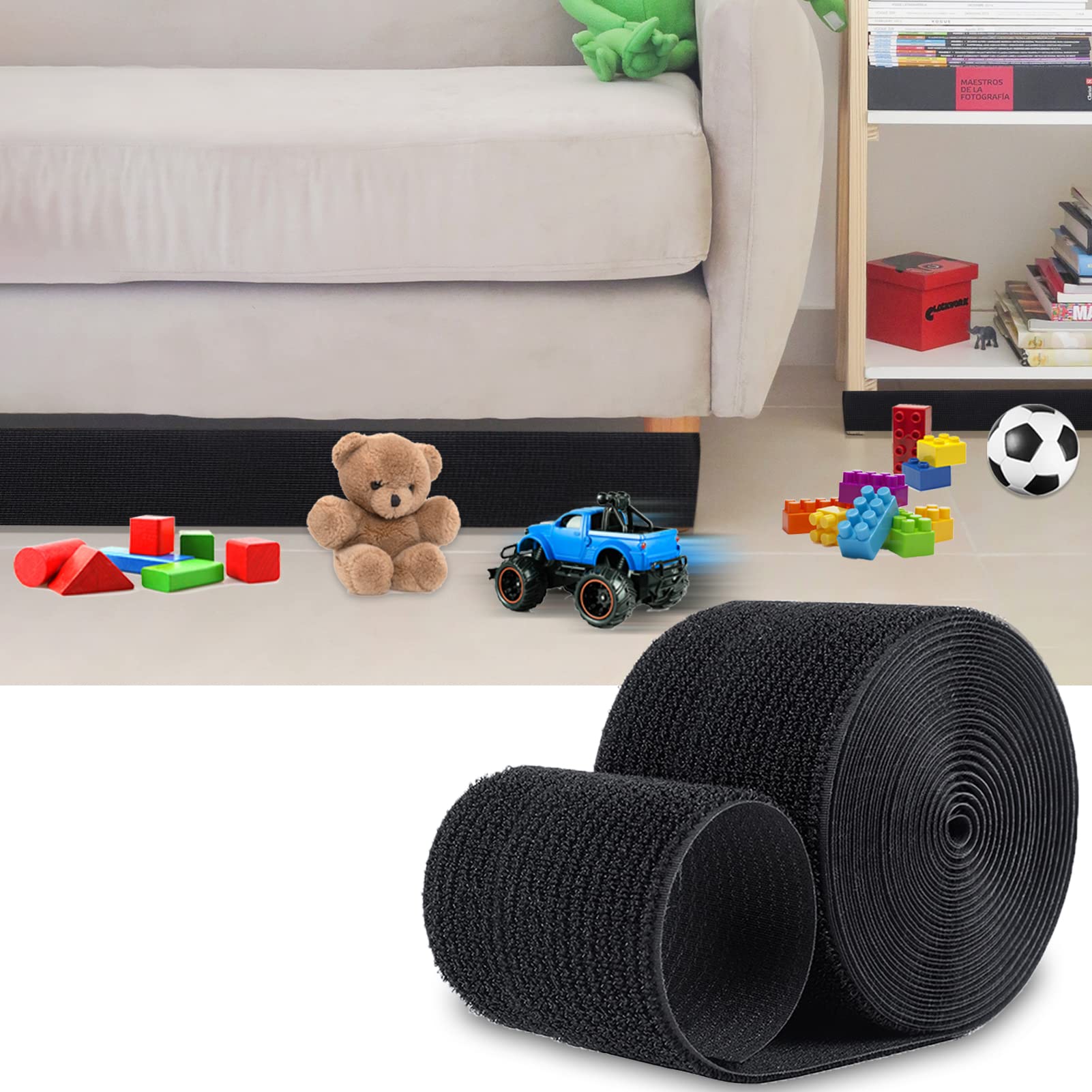 TEUVO 8cm x 3m Toy Blocker for Under Couch and Under Bed, Under Couch Blocker for Babies Toys and Pets Toys from Going Sliding Adjustable Gap Bumper Under Sofa & Under Furniture