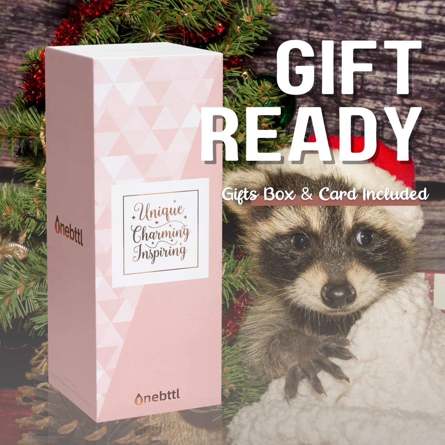 Onebttl Raccoon Gifts for Women, Insulated 20 oz Stainless Steel Skinny Tumbler with Straw, Brush, Lid, and Gifts Box, RACCOON WHISPERER