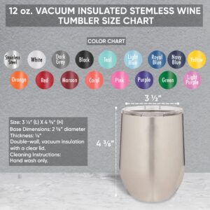 Custom Stemless Wine Cup 12oz Add Monogram Initial Stainless Steel Vacuum Insulated Wine Tumbler With Lid Pink