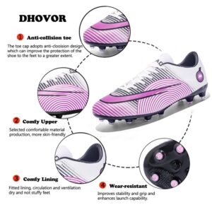 DHOVOR Mens Womens Soccer Cleats FG Football Shoes Unisex Adult Athletics Football Trainers Football Cleats Teenagers Soccer Shoes Purple