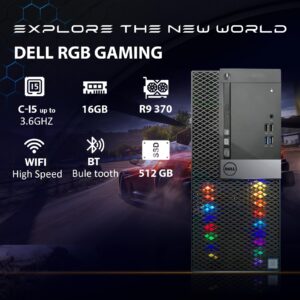 Dell RGB Gaming Desktop PC, Intel Quad I5 up to 3.6GHz, Radeon R9 370 4G GDDR5, 16GB RAM, 512G SSD, WiFi & Bluetooth, RGB Keyboard & Mouse, Win 10 Pro (Renewed)