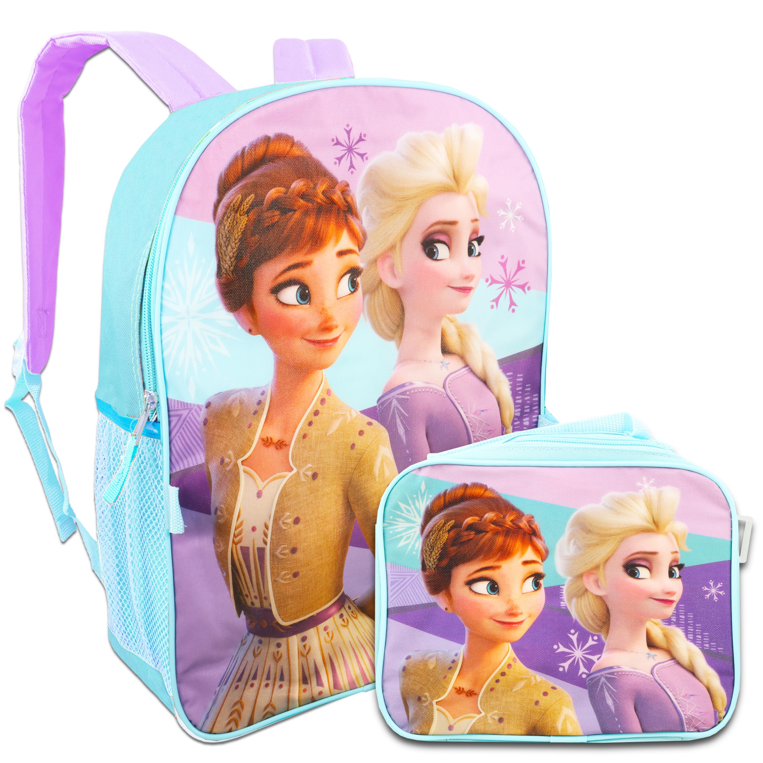 Disney Frozen Backpack with Lunch Box Set - Bundle with Backpack, Lunch Bag, Water Bottle, School Supplies, More for Girls