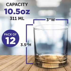 DISCOUNT PROMOS Lexington Rocks Whiskey Glass 10.5 oz, Set of 12, Bulk Pack - Perfect for Scotch, Bourbon, Whiskey, Cocktail - Clear