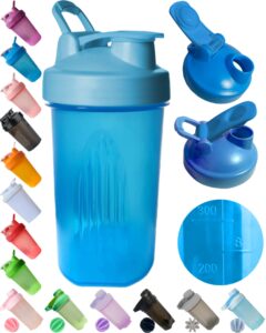 shaker bottle a small pure pacific blue 12oz/400ml w. measurement marks & stainless whisk blender mixer ball,bpa free,made of pp5,-4~248 °f,perfect for nutrition/protein/keto/juice powder shaking