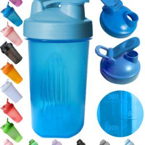Shaker Bottle A Small Pure Pacific Blue 12Oz/400ml w. Measurement Marks & Stainless Whisk Blender Mixer Ball,BPA Free,Made of PP5,-4~248 °F,Perfect for Nutrition/Protein/Keto/Juice Powder Shaking
