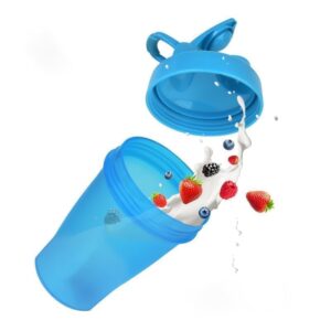 Shaker Bottle A Small Pure Pacific Blue 12Oz/400ml w. Measurement Marks & Stainless Whisk Blender Mixer Ball,BPA Free,Made of PP5,-4~248 °F,Perfect for Nutrition/Protein/Keto/Juice Powder Shaking