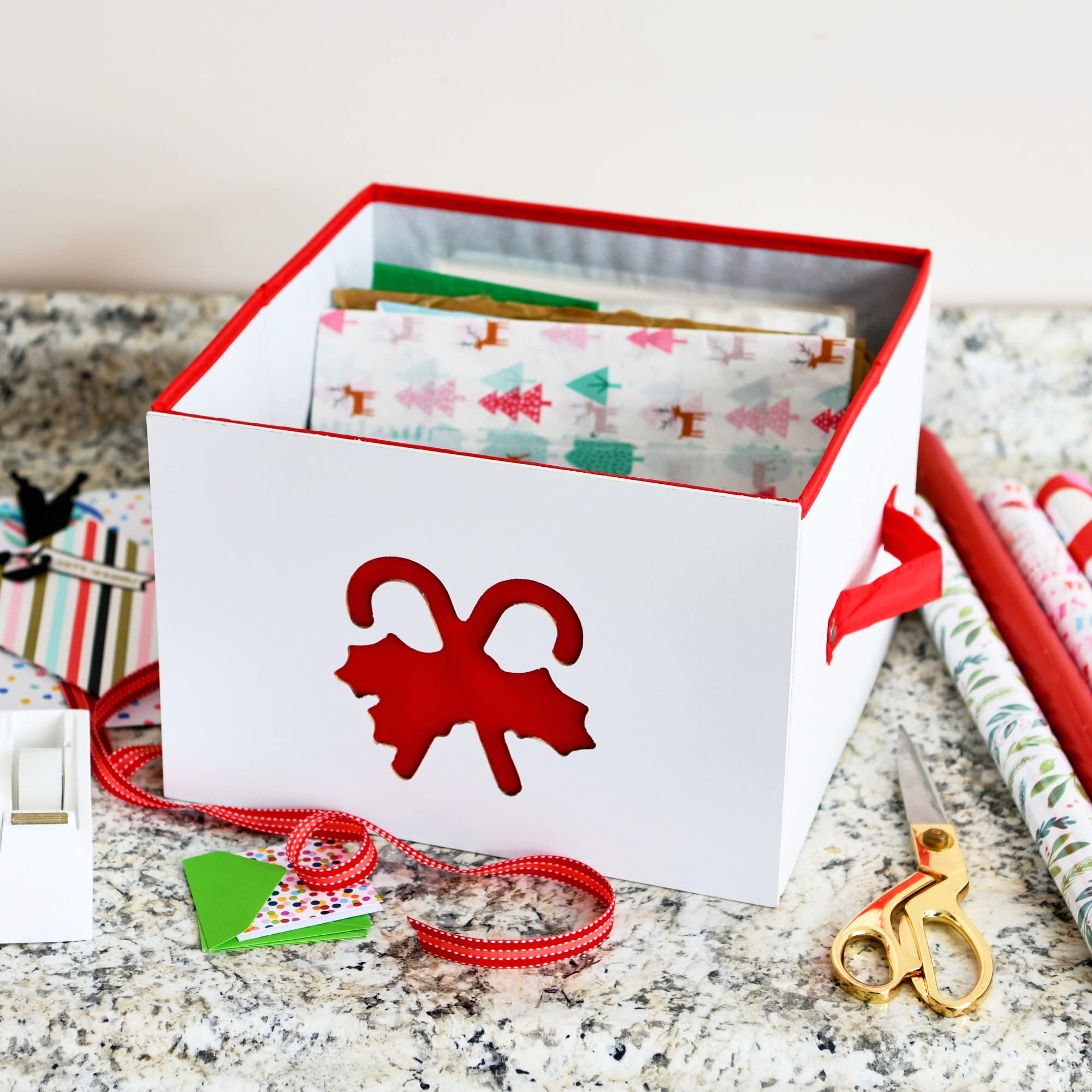Household Essentials Holiday Storage Box, Medium, Green Tree