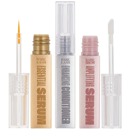 Babe Original Triple Threat Mini Set, Includes Babe Lash Essential Serum & Enhancing Conditioner + Babe Brow Amplifying Serum, 1 mL, 3 Pack