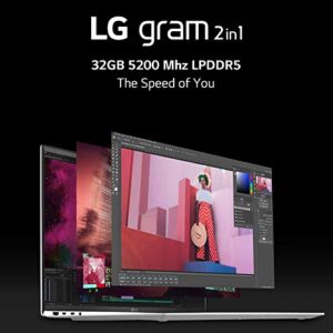 LG gram (2022) 16T90Q 2-in-1 Tablet Laptop, 16" (2560 x 1600) IPS Display, Intel Evo 12th Gen i7 1260P Processor, 32GB LPDDR5, 2TB NVMe SSD, FHD Webcam, WiFi 6E, Thunderbolt 4, Windows 11, Green