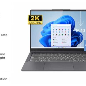 Lenovo Newest Flex 5 14" 2-in-1 Touchscreen Laptop, 16:10 2K QHD (2240 x 1400) 100% sRGB Display, 8-CoreAMD Ryzen 7 5700U, Fingerprint, Webcam, Type-C, Win 11, w/HDMI (16GB RAM | 512GB PCIe SSD)