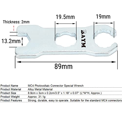 BAYM Metal Spanner 2 to 1 Solar Panel 3 to 1 Y Branch Cable Connector 4 to 1 Solar Wire Connector Y-Type Y3 Y4 Y5 Coupler Combiner (Y3 2pair+ Spanner 1pair)