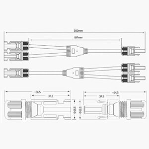 BAYM Metal Spanner 2 to 1 Solar Panel 3 to 1 Y Branch Cable Connector 4 to 1 Solar Wire Connector Y-Type Y3 Y4 Y5 Coupler Combiner (Y3 2pair+ Spanner 1pair)