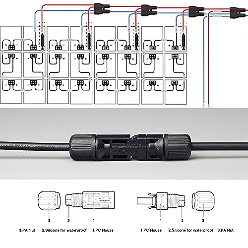 BAYM Metal Spanner 2 to 1 Solar Panel 3 to 1 Y Branch Cable Connector 4 to 1 Solar Wire Connector Y-Type Y3 Y4 Y5 Coupler Combiner (Y3 2pair+ Spanner 1pair)