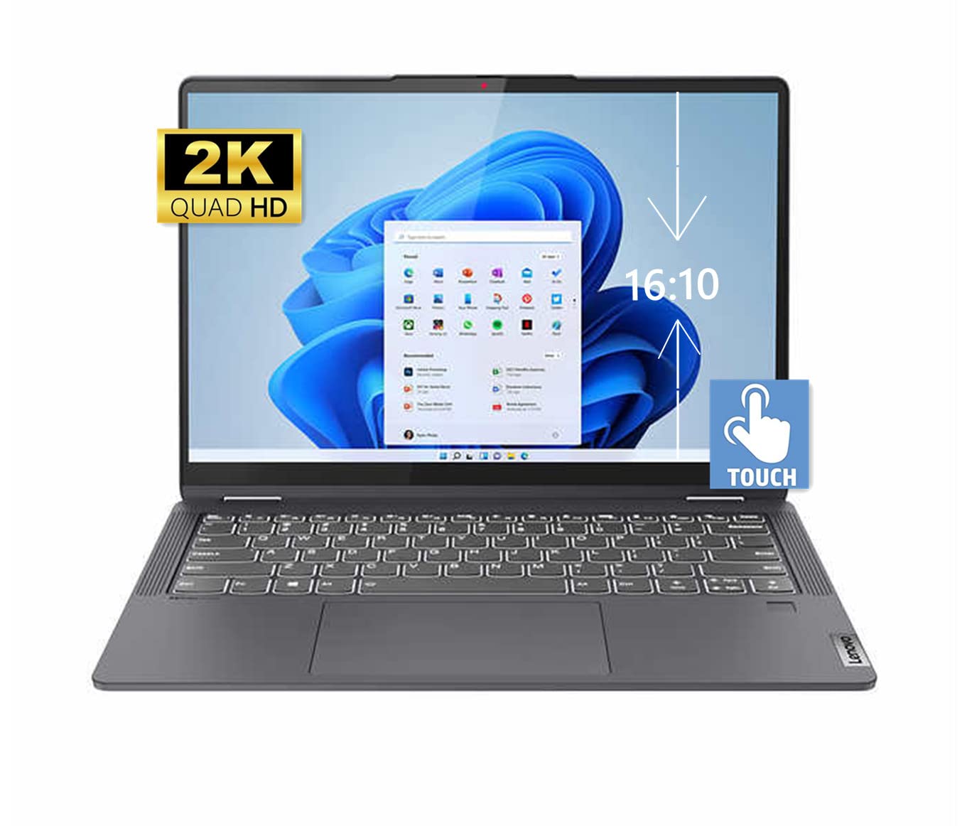 Lenovo Newest Flex 5 14" 2-in-1 Touchscreen Laptop - AMD Ryzen 7 5700U - 16:10 2K QHD (2240 x 1400) 100% sRGB Display - Type-C - Fingerprint - Wi-Fi 6 – Win 11- w/HDMI (16GB RAM | 512GB PCIe SSD)