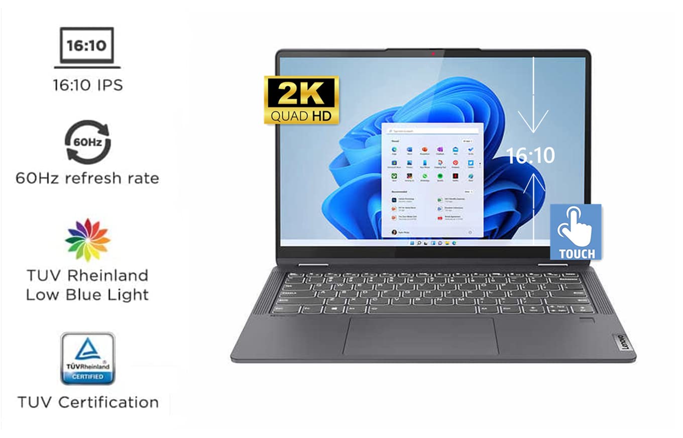 Lenovo Newest Flex 5 14" 2-in-1 Touchscreen Laptop - AMD Ryzen 7 5700U - 16:10 2K QHD (2240 x 1400) 100% sRGB Display - Type-C - Fingerprint - Wi-Fi 6 – Win 11- w/HDMI (16GB RAM | 512GB PCIe SSD)