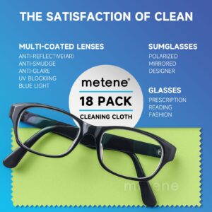 Metene 18 Pack Microfiber Cleaning Cloths (6"x7") in Individual Vinyl Pouches | Glasses Cleaning Cloth for Eyeglasses, Phone, Screens, Camera Lens and Other Delicate Surfaces Cleaner (Multi-Colored)