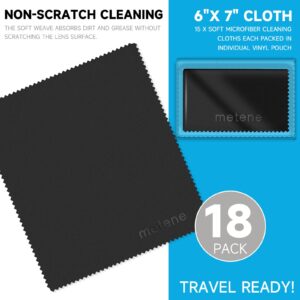 Metene 18 Pack Microfiber Cleaning Cloths (6"x7") in Individual Vinyl Pouches | Glasses Cleaning Cloth for Eyeglasses, Phone, Screens, Camera Lens and Other Delicate Surfaces Cleaner (Multi-Colored)