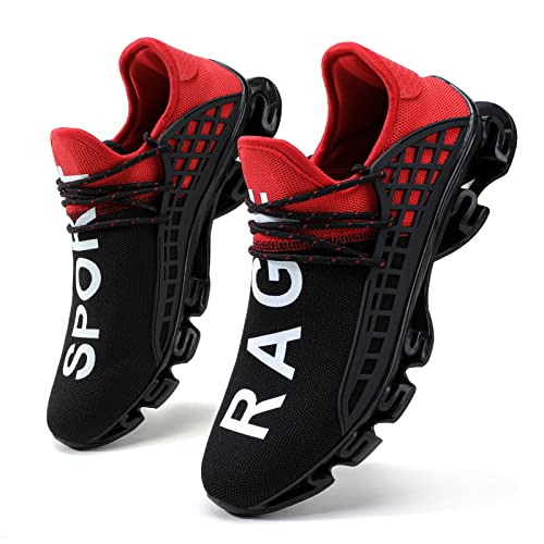 PRECKIN Mens Running Shoes Breathable Slip On Sneakers Non Slip Casual Athletic Walking Tennis Shoes for Men Red,8.5