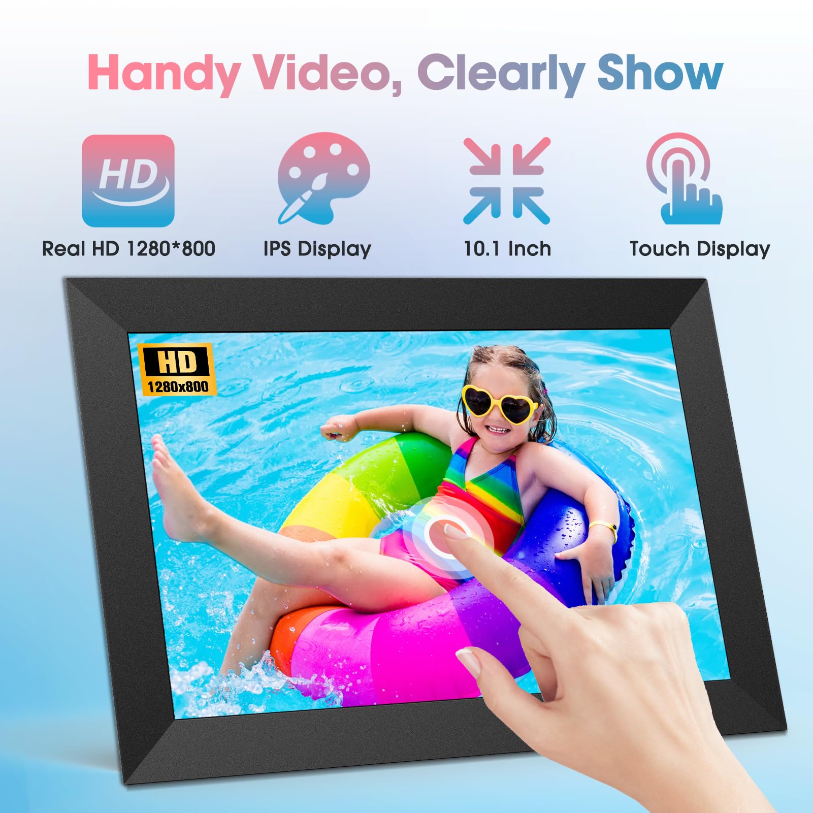 WiFi 10.1'' Digital Picture Frame with 1280x800 Resolution, Touchscreen Digital Photo Frame Share Photos and Videos Remotely via APP - Gift Guide for Christmas