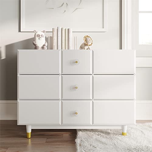 Little Seeds Aviary 3-Drawer Dresser with Gold Hardware, White