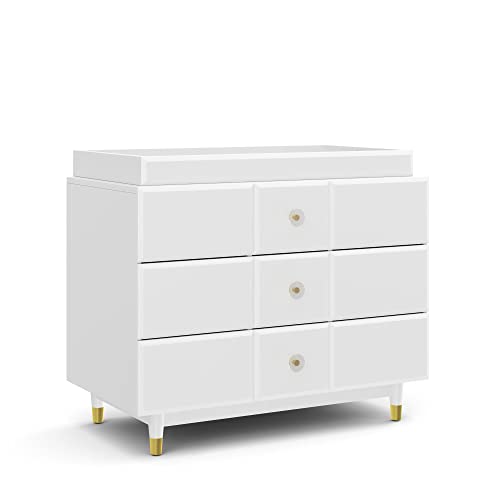 Little Seeds Aviary 3-Drawer Dresser with Gold Hardware, White