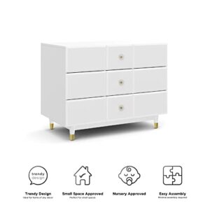 Little Seeds Aviary 3-Drawer Dresser with Gold Hardware, White