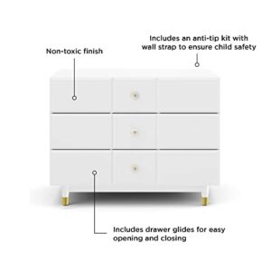 Little Seeds Aviary 3-Drawer Dresser with Gold Hardware, White