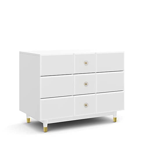 Little Seeds Aviary 3-Drawer Dresser with Gold Hardware, White