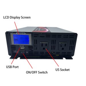 KRXNY 4000W Off Grid Pure Sine Wave Power Inverter 24V DC to 120V AC 60HZ with LCD Display USB Port