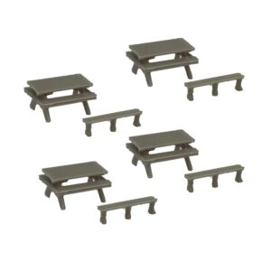 outland models railroad scenery park/garden picnic table & bench set 1:87 ho scale