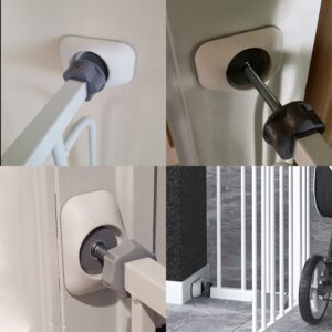 Baby Gate Extender Extention-4 Pack Baby and Pet Safety Stair Gate Threaded Spindle Rods Replacement Parts Bundle with Wall Protector (Round-White-4 Pack)