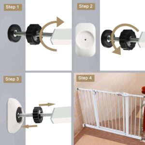 Baby Gate Extender Extention-4 Pack Baby and Pet Safety Stair Gate Threaded Spindle Rods Replacement Parts Bundle with Wall Protector (Round-White-4 Pack)