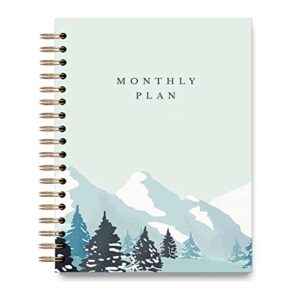 2022-2023 monthly planner - dryeuur weekly & daily yearly planner with 12 tabs, 6.3"×8.4", succinct monthly planner yearly agenda, flexible hardcover notebook(snow mountain)
