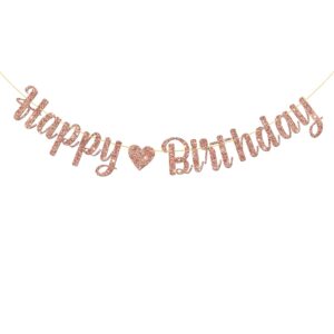 monmon & craft happy birthday banner / children adults boys girls birthday party decor / birthday party decorations rose gold glitter