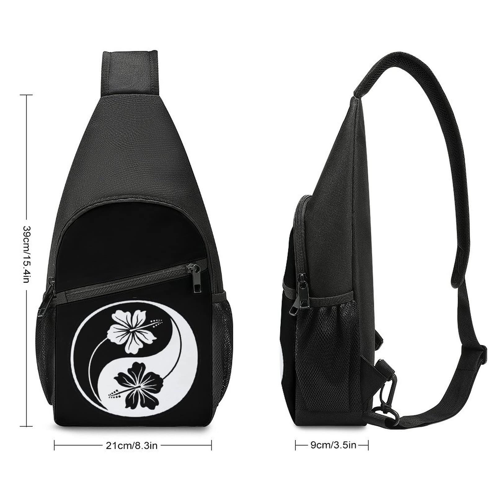 Yin Yang Hibiscus Crossbody Shoulder Bag Sling Backpack Travel Hiking Daypack Casual Chest Pack For Women Man One Size