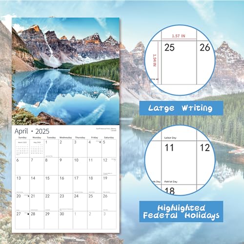 2024 Wall Calendar,Calendar 2025, 18 Months July 2024 - December 2025, Wall Calendar National Parks, 12" x 24" Opened,Full Page Months Thick & Sturdy Paper for Gift Perfect Calendar Organizing & Planning