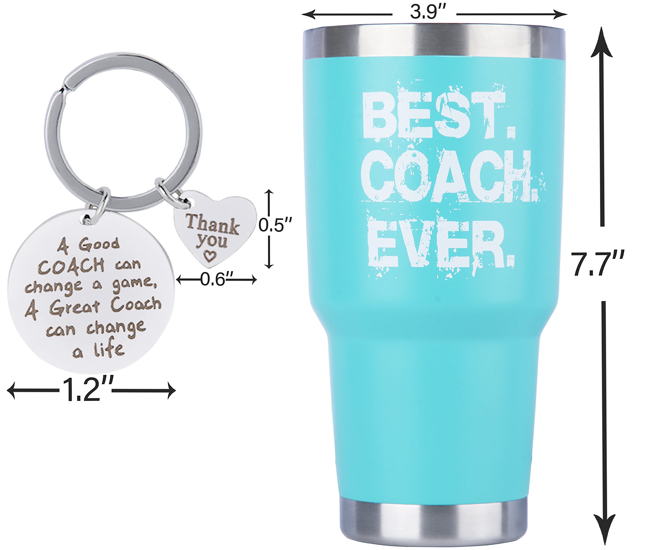 MEANT2TOBE Best Coach Ever Gifts, Best Coach, Best Coach Ever, Best Coach Ever Cup(Mint) Bundle with Coach Gifts, Best Coach Ever, Coach Keychain, Best Coach Gifts (Black)