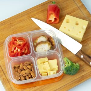 Snack Containers - 7 Pack, 4 Compartment Snack Containers, Lunchable Container, Lunchable Containers 4 Compartments, Kids Lunch Box Containers, Snack Containers For Adults, Lunchables Containers