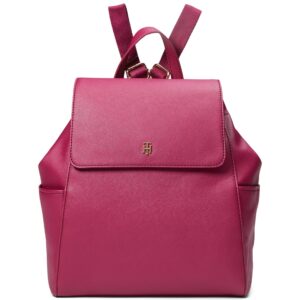 Tommy Hilfiger Beth II Flap Backpack Saffiano PVC Italian Wine One Size