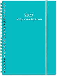 planner 2024 - a5 weekly & monthly planner & journal to track goals, january 2023 - december 2023, 6.4" x 8.5" with flexible cover, tabs, strong twin-wire binding, inner pocket