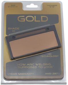 truearc gold auto-darkening hd welding lens – replacement true color filter – fits most 2" x 4 1/4" welding hoods – shade 10