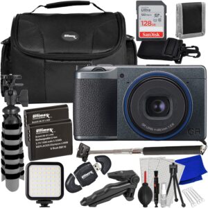 ultimaxx advanced bundle + ricoh gr iiix urban edition digital camera + sandisk 128gb ultra sdxc memory card, 2x replacement batteries, led light kit with mounting bracket & much more (22pc bundle)