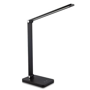 nuova germany led desk lamp eye protection, foldable touch control lamp for kids room, office, with usb charging port, dimmable, 5 lighting white modes 2800k-6500k (black)