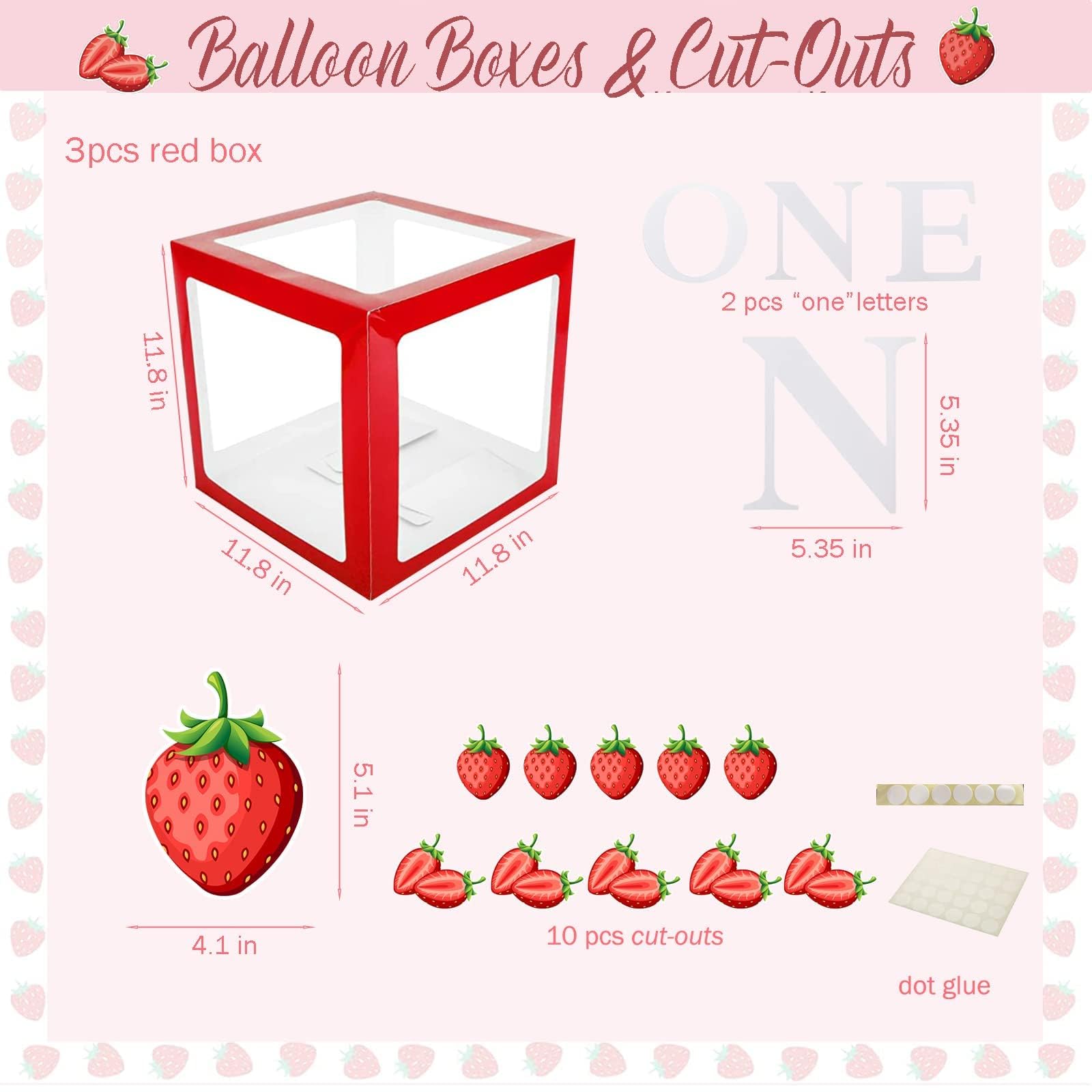 Hombae Strawberry 1st Birthday Party Decorations, Berry Sweet One Berry First Birthday Party Decorations Backdrop Balloon Garland Glitter High Chair Banner Boxes Crown Poster Pink White Red