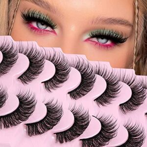 jimire faux mink lashes wispy fairy strip lashes full fluffy false eyelashes cat eye pestañas 5d multilayer spiky butterfly 15mm volume fake lashes 8 pairs pack