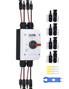 dihool solar panel disconnect switch, 2x32 amp 2 string dc 1200v 2 in 2 out, ip66 pv combiner box