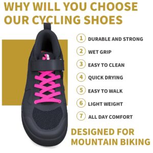 Women's MTB Mountain Bike Cycling Shoes for Flat Pedals,Perfect for Free Riding Mountain Biking D/H Enduro Cross Trail Commuter BMX Black/Pink-10.5