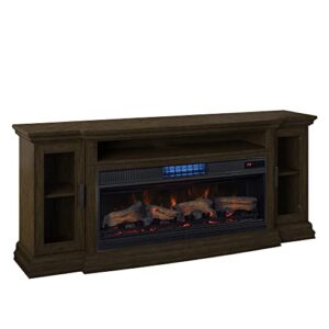 classicflame 72" coolglow tv stand with electric fireplace, 72.0" w x 17.38" d x 30.13" h, buxton brown
